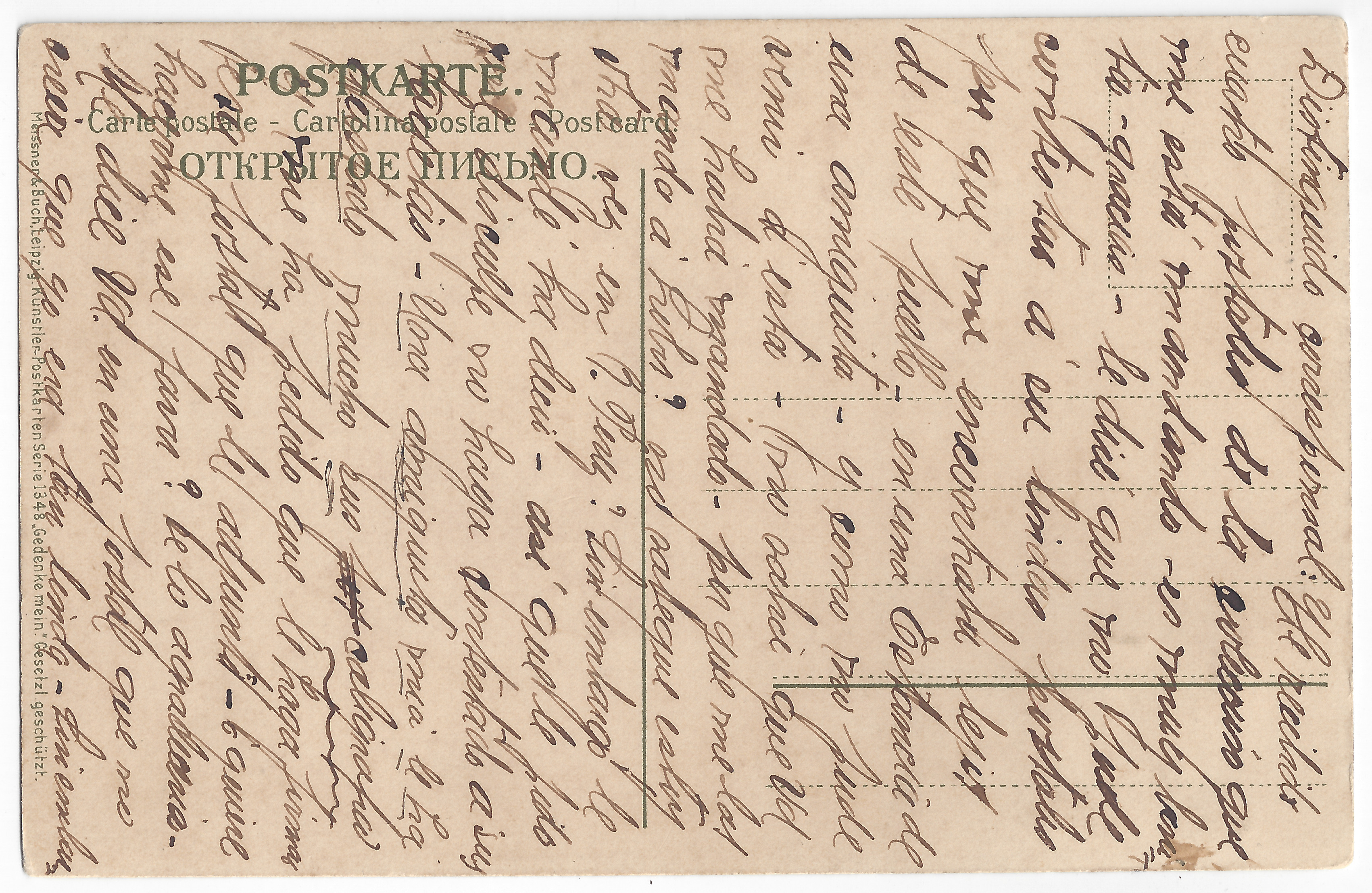 Postcard to Distinguido corresponsal (3) - Back Handwritten text.